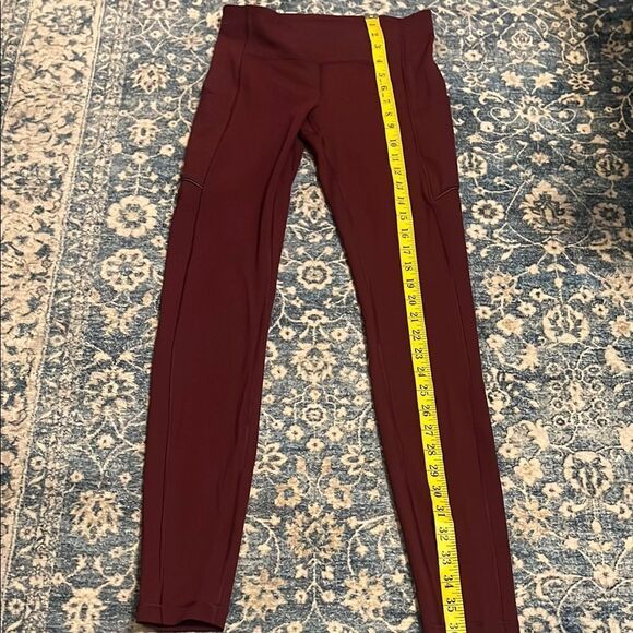 Lululemon Women's Burgundy Athletic Athleisure Leggings Gym Workout Yoga - Picture 9 of 11